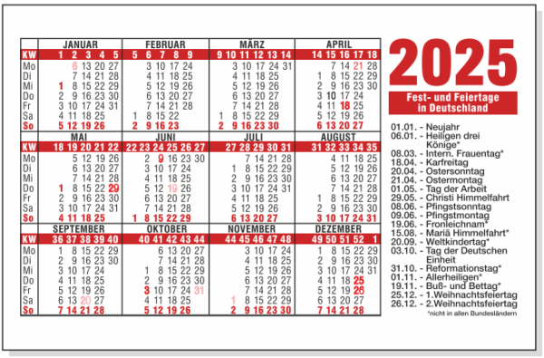 Kalender Visitenkarten